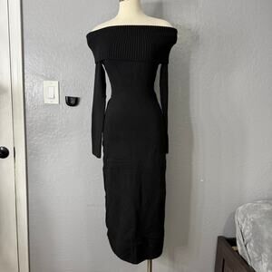 Hollister Womens Off-The-Shoulder Midi Dress, Black, XXST